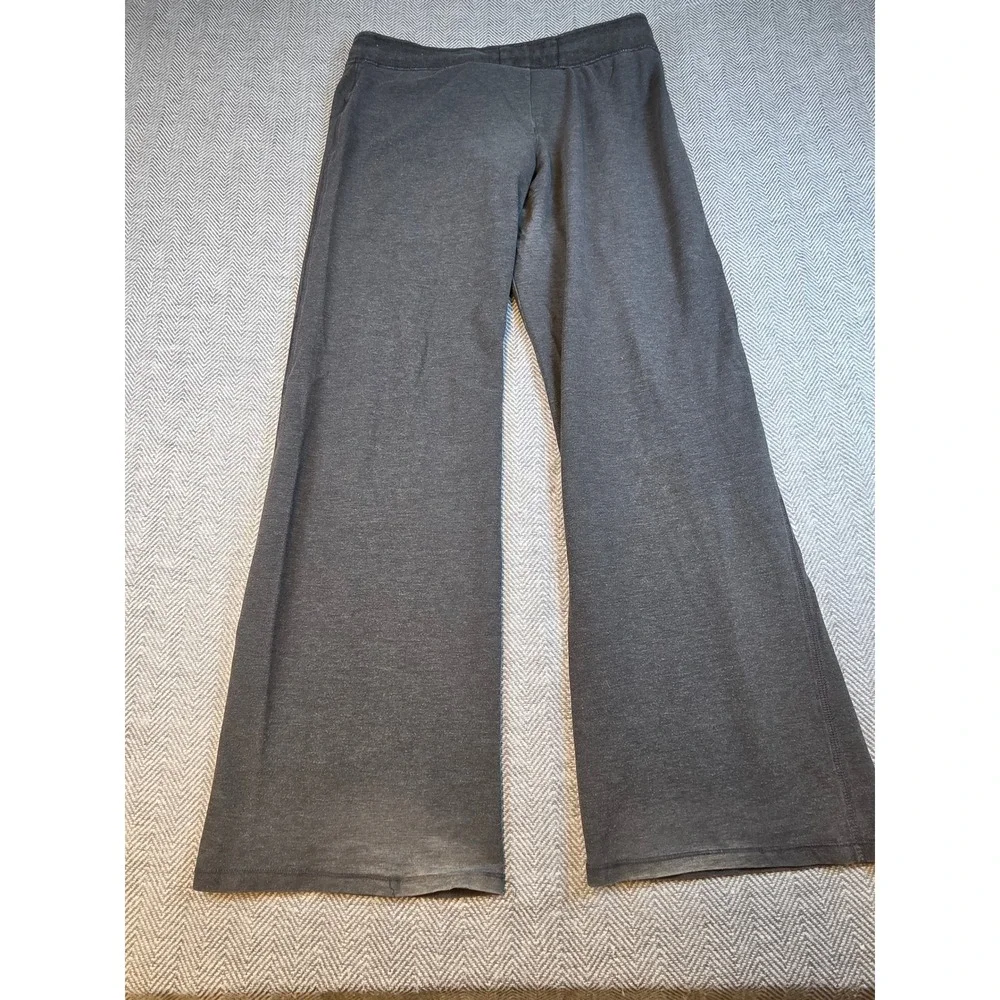 Hollister California Wide Leg Sweatpants Charcoal Gray Lime Green Logo Large
